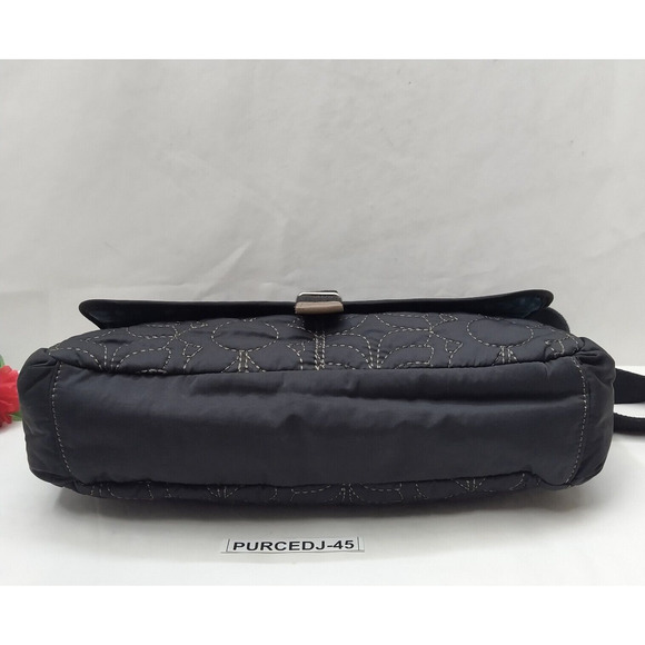 Fossil Black Nylon Floral Flap Closure Messenger Crossbody Bag - Picture 7 of 16